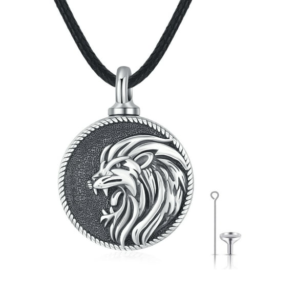 AOVEAO Lion Urn Necklace 925 Sterling Silver Urn for Ashes Pendant Necklaces for Men Women Grandma Grandpa Dog Cat Pets Memorial Keepsake Jewelry Gifts