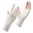 thumbnail image 5 of Bmisegm Gloves for Women Breathable Thin Summer Ice Silk Half Finger Sun Blocking Driving Cycling Outdoor Mittens Beige, 5 of 6