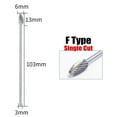 thumbnail image 1 of Rotary Files Burr Tungsten Carbide Engraving Milling Cutter Single Cut 3x6x100mm, 1 of 8
