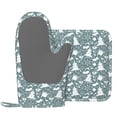 thumbnail image 4 of ZNDUO Non-Slip Cooking Oven Gloves, Christmas Tree Snowflake Doodle Pattern Oven Mitts and Pot Holders Set, 4 of 8