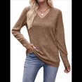thumbnail image 1 of Camisas de Larga para Mujer, Cuello en V, Blusas Casuales de Otoño, Suéteres Holgados, Túnicas, Ropa de Moda 2025. Camello M, 1 of 9
