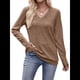 thumbnail image 1 of Camisas de Larga para Mujer, Cuello en V, Blusas Casuales de Otoño, Suéteres Holgados, Túnicas, Ropa de Moda 2025. Camello S, 1 of 9