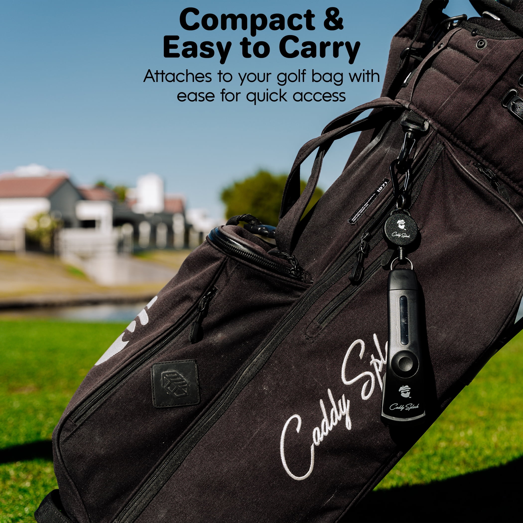 Caddy Splash Golf Club Brush Pro with Water- Heavy Duty Retractable Clip- Push Button for Easy Cleaning- Nylon Bristles- Holds 4 Oz- Golf Accessories for Men- Best Golf Gift - USA Company (Black)