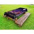 thumbnail image 1 of Landscape Outdoor Tablecloth, Illustration of Eid Celebration at Night in Dubai Skyscrapers and Firework Print, Decorative Washable Fabric Picnic Tablecloth, 58 X 104 Inches, Purple, by Ambesonne, 1 of 2