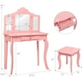 Infans Kids Vanity Table & Stool Princess Dressing Make Up Play Set for