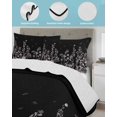 thumbnail image 4 of Black Botanical Twin XL Size Down Alternative Comforter, Lightweight Comforter Quilt Bedding Set with Pillow Shams Dragonfly Flower Leaf Retro Style All Seasons Bed Comforter Duvet Insert 68"x98", 4 of 7