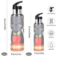 thumbnail image 2 of Gray Cat Sits on Books with Apples Sports Bottle with Straw Stainless Steel Water Jug Portable Thermal Cup Leak-proof 600ML, 2 of 9