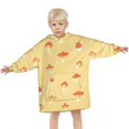 thumbnail image 3 of Red Mushroom Small Yellow Pattern Blanket Hoodies for Kids 6-13YR Oversize Wearable Blanket Hoodies for Boys Girls Teens, 3 of 7