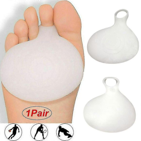 1pair Gel Metatarsal Sore Ball Pain Cushion Antislip Forefoot Support White