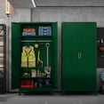 thumbnail image 2 of Metal Armoire Wardrobe Closet with Hanging Rod, Clothing Storage Cabinet with Adjustable Shelves for Laundry Room, Bedroom, Home Office, Bathroom, 2 of 9