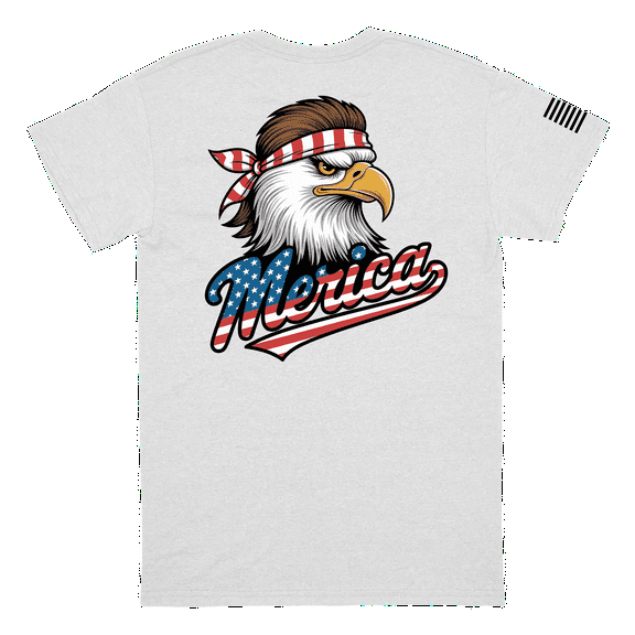 Patriot Pride Men's American Flag Sleeve Fourth of July Graphic Tees - Short Sleeve Tshirt - Independence Day Apparel, Merica Eagle 1-Large