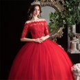 thumbnail image 4 of Robe de Mariée Rouge Faite à la Main, 4 of 4