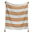 thumbnail image 4 of Foreside Home & Garden Orange Striped Woven 50 x 60 Cotton Throw Blanket with Hand Tied Tassels, Ochre, 4 of 6