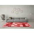 thumbnail image 3 of Ahgly Company Machine Washable Indoor Square Abstract Red Modern Area Rugs, 5' Square, 3 of 4