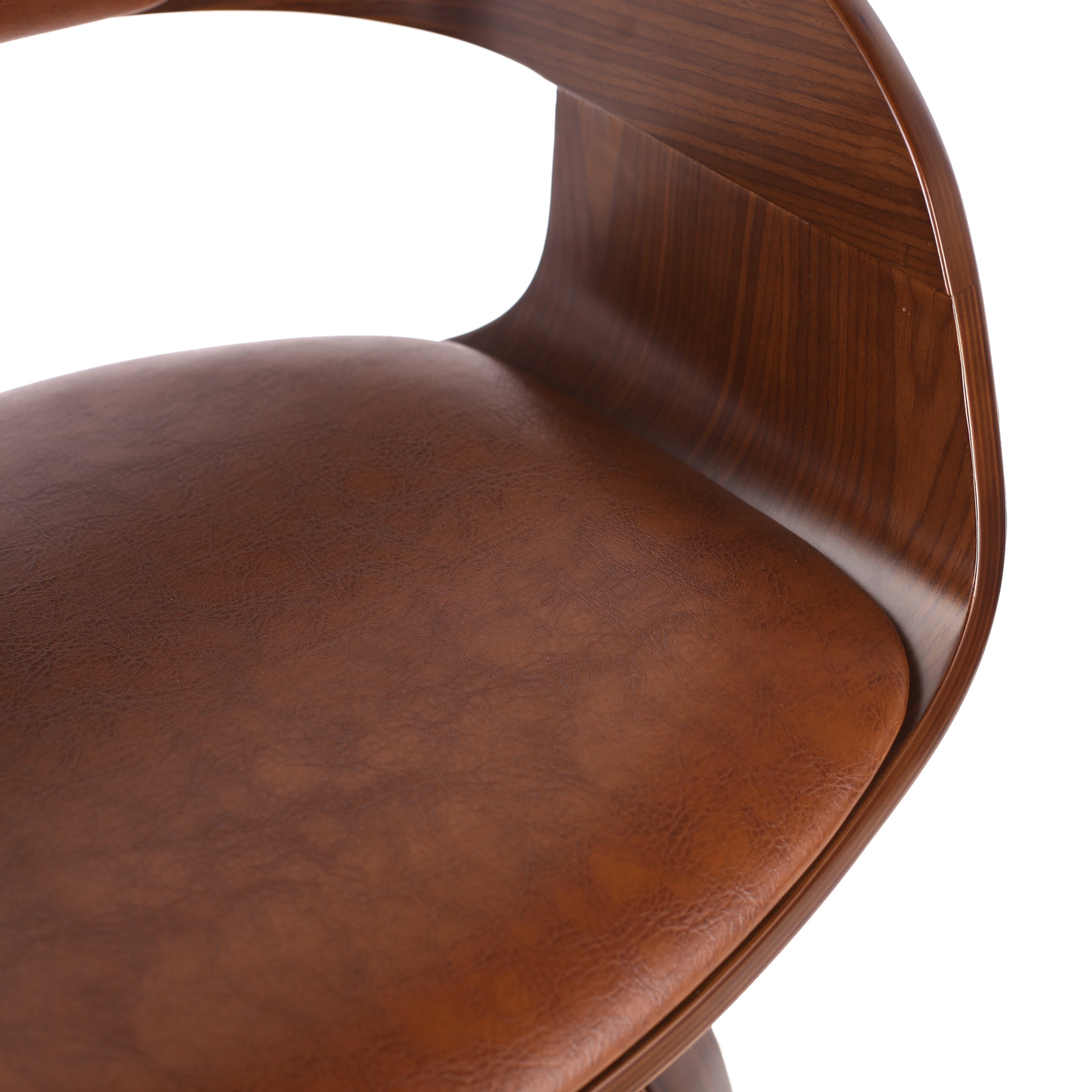 Noble House Lovejoy Upholstered Swivel Barstool, Cognac Brown and Walnut