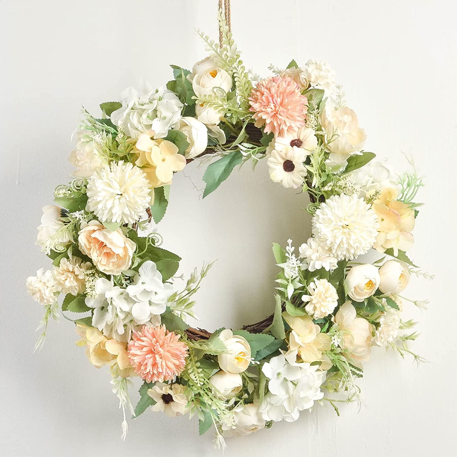 Silk Hydrangea Heads Artificial Flowers Heads and Stems Fake Hydrangea Flowers for Home Wedding Decor (Pure White)