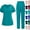 Blue, variant on CHUMUD Scrubs Set for Women Nursing Medical Uniform Stretchy Workwear Short Sleeve V-Neck Top & Straight Leg Cargo Pants with Pockets