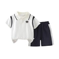 thumbnail image 3 of Amidoa Boys 2 Piece Outfits Summer Clothes Soft Short Sleeve T Shirts and Casual Shorts Kids Clothing Sets White Size 6, 3 of 4