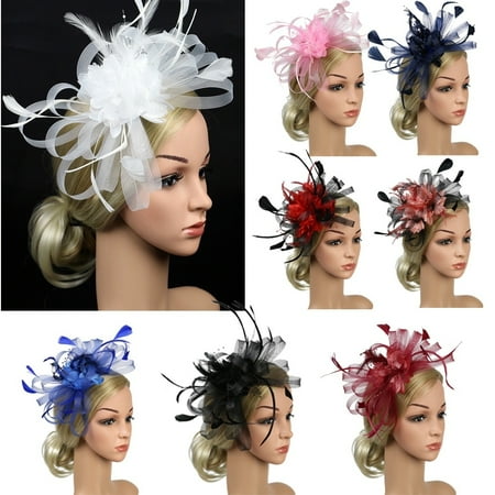 Fashion Womens Hair Accessory Clip Feather Mesh Wedding Bridal Party Fascinator