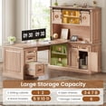 thumbnail image 4 of SEDETA 67" Farmhouse Desk with Hutch, L Shaped Office Desk with 4 Drawers & Storage Cabinet, Executive Corner Computer Desk with Sliding Doors, File Drawer & Power Outlet for Home Office, Oak, 4 of 9
