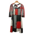 thumbnail image 6 of Geometric Abstract Art Red Black Grey Red Women's 3/4 Sleeve Dresses Elegant A-Line Midi Dress Flare Summer Casual Sundress, 6 of 9