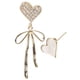 thumbnail image 1 of EeaseMX 1 par de pendientes de moda para niñas con forma de corazón y lazo, joyería para mujer, decoración asimétrica para las orejas (dorado), 1 of 7