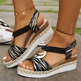 thumbnail image 6 of IEMIEMIEM Women's Platform Wedge Sandals Low Heel Dressy Sandals Open Toe Elastic Ankle Strap Summer Fashion Comfortable Walking Shoes Casual Sandal Black 6.5 Wide, 6 of 7