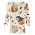 thumbnail image 3 of Patlollav Pntutb Womens Winter Halloween T-Shirts Crew Neck Print 3/4 Sleeve Tops, 3 of 3