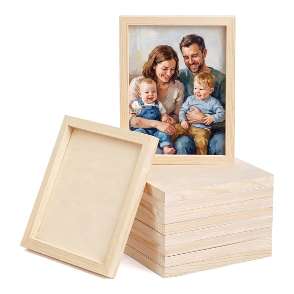 FUGEYiCai 12x16 Inch Wood Canvas Panels, 5 Pack with Flat & Pointed Brushes, Unfinished Wood Frames for Art Crafts