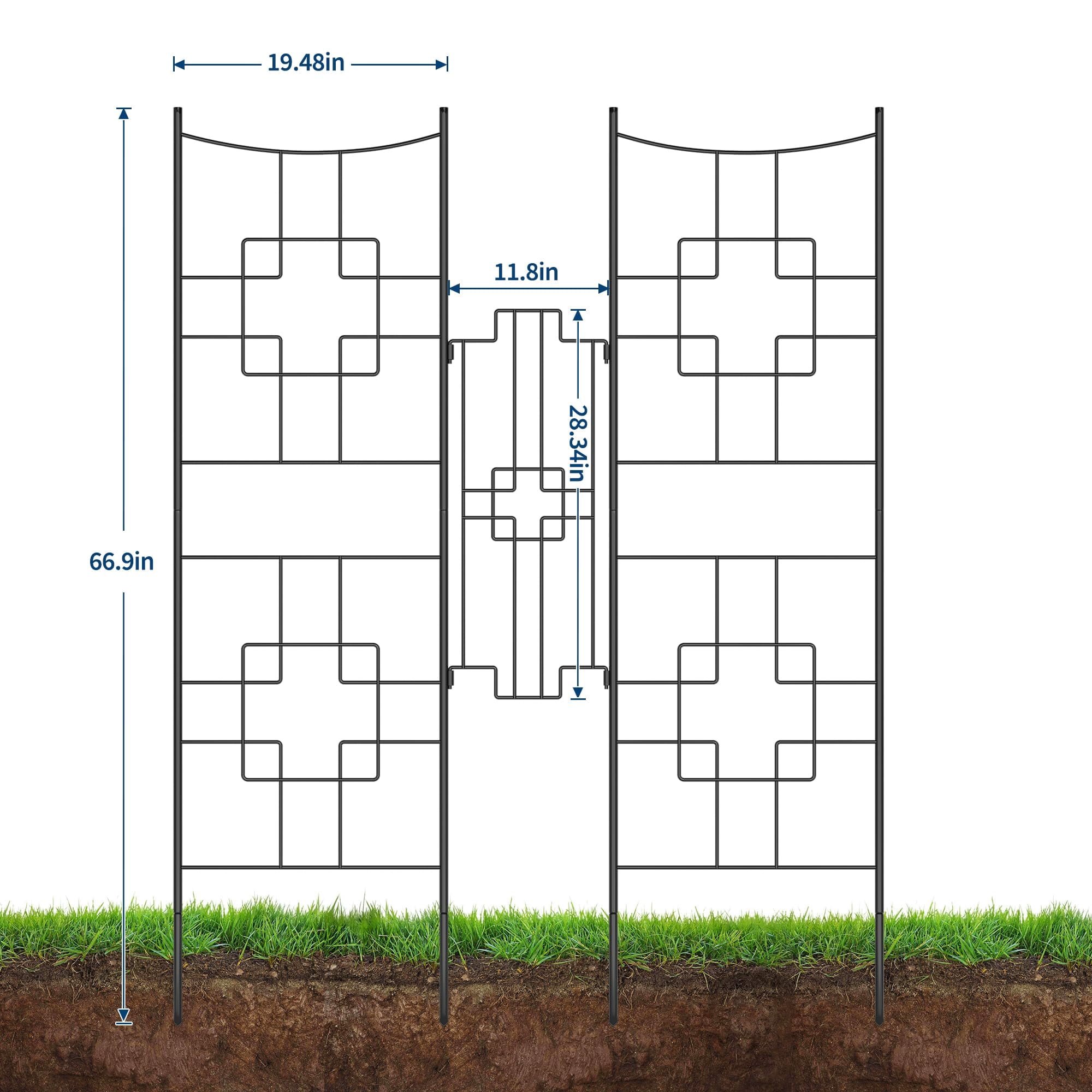 Danolapsi 1 Pack Panels No Dig Dog Fence Outdoor,6.9 Inch Tall Rustproof Animal Barrier with Gate, Decorative Garden Fence Panels for Yard Border, Patio