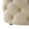 thumbnail image 5 of Inspired Home Perilous Linen Ottoman Allover Tufted Round Modern Contemporary 1 PC, Beige, 5 of 7