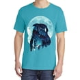 thumbnail image 2 of Wild Bobby, Creepy Winter Beach Night Owl, Animal Lover, Garment-Dyed Washed Look Short Sleeve T-Shirt, Blue Lagoon, Small, 2 of 3