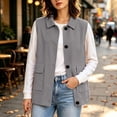 thumbnail image 6 of NominalSnug Women Corduroy Sleeveless Vest Collared Button Down Casual Outerwear With Flap Pockets, 6 of 7