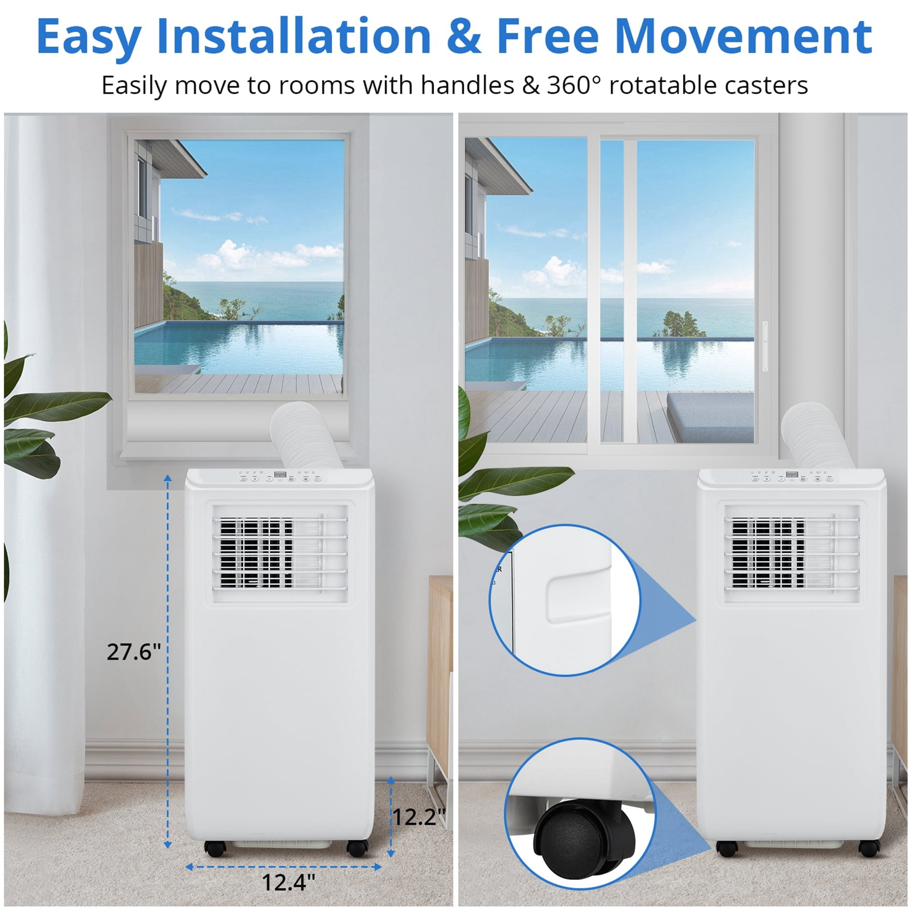 Aoile Portable AC Unit 8000BTU ASHRAE 3-In-1 Portable Air Conditioner Cools Rooms up to 350 Sq.Ft