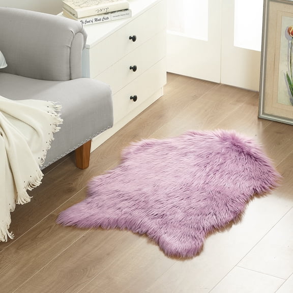 Nanshing Vana Faux Fur Accent Rug, Lilac, Size 23.6" x 35.4"