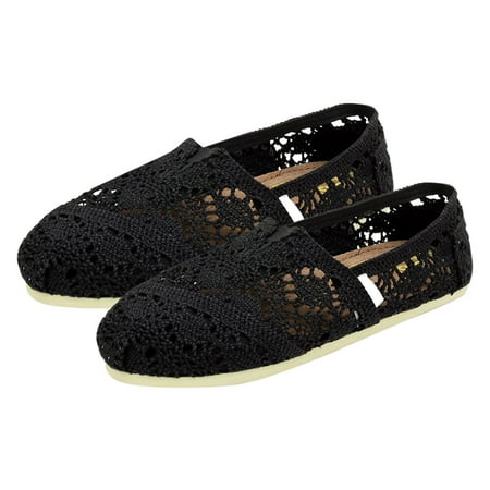 

XIMIN Ladies Fashion Sandals Summer Women s Canvas Crochet Slip On Shoes Flat Solid Color Elegant Breathable Mesh Shoes Non Slip Shoes