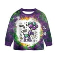 thumbnail image 3 of Staki Mardi Gras Dress Toddler Baby Girl Outfit Sweatshirt Striped Long Sleeve Sweatshirt Pullover and Pants Set 2-9Y(Dark Purple,6-7 Years), 3 of 6