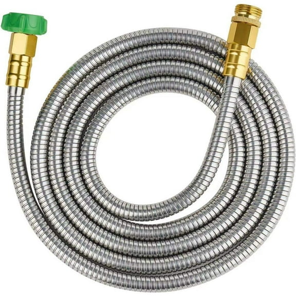 Afoxsos 5/8 in. Dia x 10 ft. 304 Stainless Steel Short Garden Hose with Female to Male Metal Connector, Anti-Leakage Kink Free
