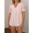 thumbnail image 4 of Blusas Con Cuello En V, Blusas De Gasa, Ligeras, Informales, Elegantes, Suaves Y Sedosas Para Fiestas ANGGREK Rosa XL, 4 of 6