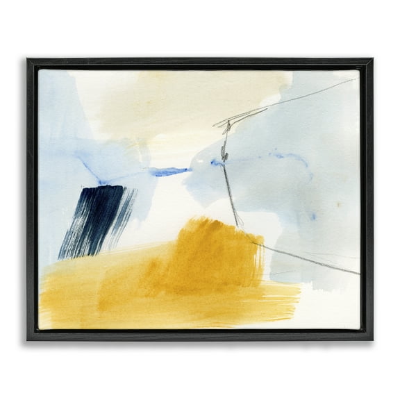 Stupell Industries Abstract Paint Yellow Accent Abstract Painting Black Floater Framed Canvas Art Print Wall Art, 21 x 17
