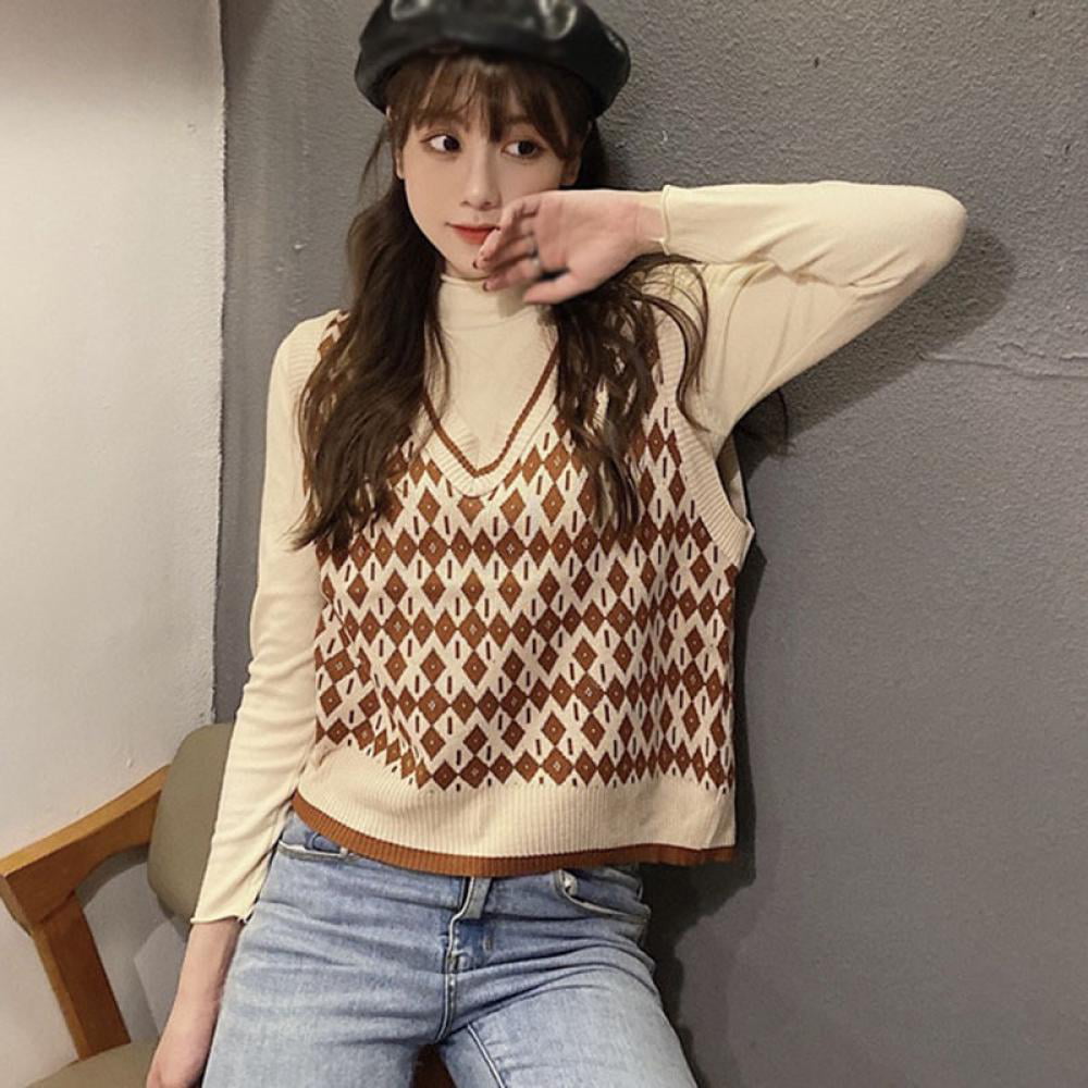 SALE Women's Vintage Style Sweater Vest Autumn Winter Korean 