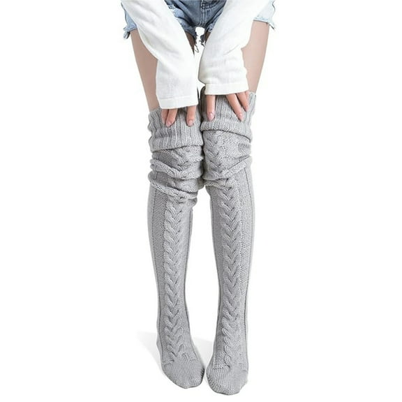 Thigh High Stockings, Knitted Thick Mohair Over-The-Knee Socks for Fall & Winter Comfort, 100cm
