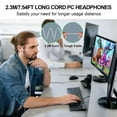 thumbnail image 5 of USB Headset with Microphone for PC 7.5 Ft Cable, USB A Headphones for Computer, Wired USB A Earbuds with Mute Stereo Noise Cancelling Cord Earphones for Laptop HP Dell Lenovo Surface PS5 Switch White, 5 of 8