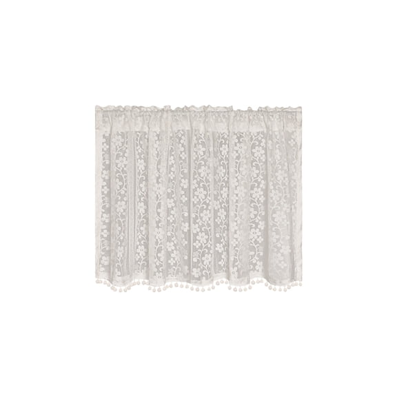 Orangide Semi Sheer Lace Curtain, Embroidery Chiffon with Rod Pocket, Light Filtering Panel for Living Room Bedroom Window, Cafe Style Door Curtain for Home Decor Privacy (55*24 In)