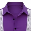 thumbnail image 4 of Stamzod Men's Button Down Shirts Short Sleeve Summer Beach Shirt Lace Hollow Out Casual Shirts for Men Purple B S, 4 of 4