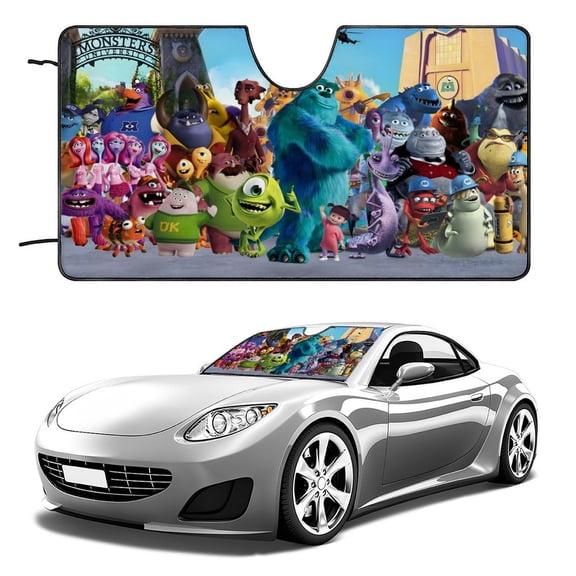 Monsters, Inc. Franchise-theme Windshield Sun Shade Front Protector Folding Car Sun Visor Blocks Uv Rays Keeps Your Vehicle Cool52in*28in(130cm*70cm)