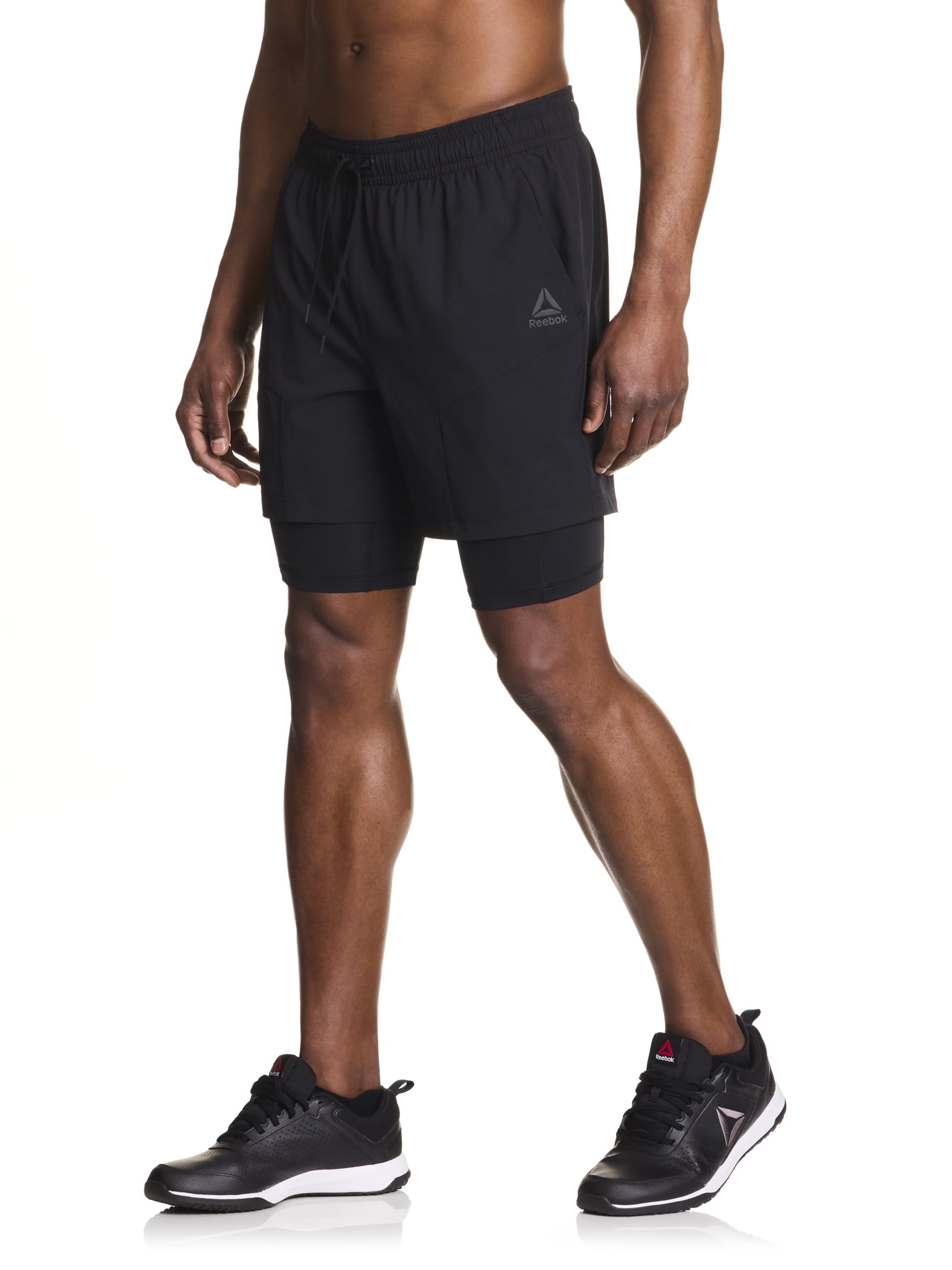 Reebok Men's and Big Men's Power Up 2-in-1 Woven Shorts (6" Inner, 9" Outer Inseam), Sizes XS-3XL