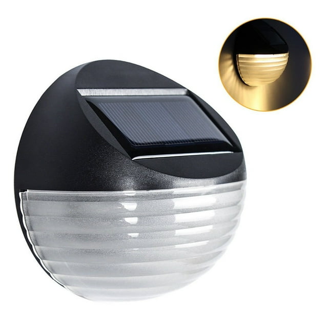 Luces solares de pared para iluminación de cubierta - Paquete de 4 luces cálidas para marcador de camino de paso de muelle solar inalámbrico al aire libre para iluminación de camino de entra