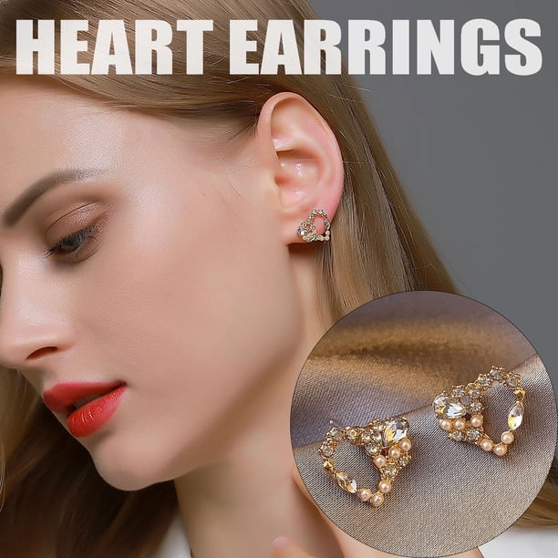 Pendientes para mujer, regalos para mujer, moda coreana, circonitas, lindos pendientes de mujer en forma de corazón, pendientes de moda.