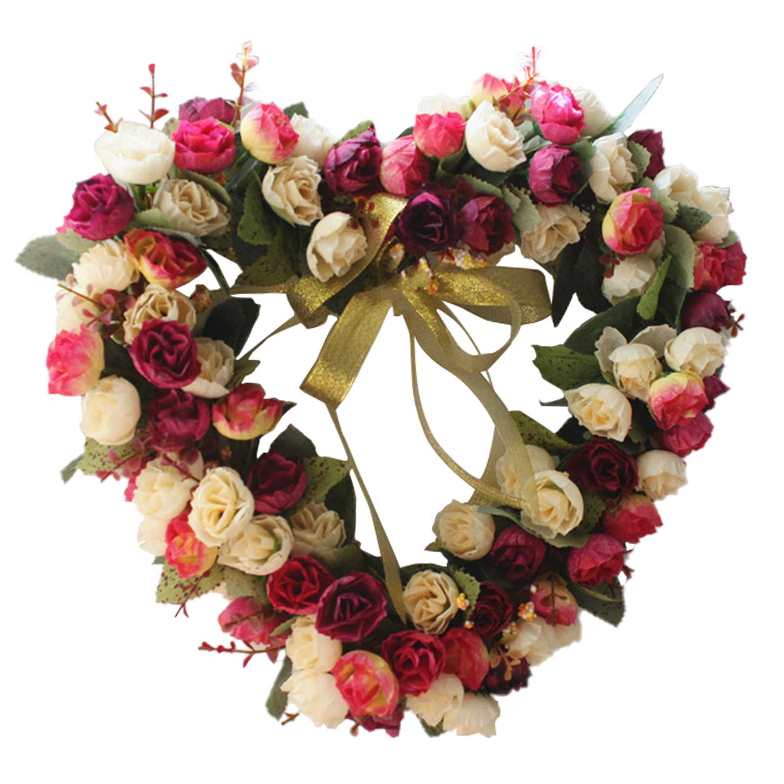 Artificial Heart Shaped Garland Simulation Flower Wreath Wedding Decor
